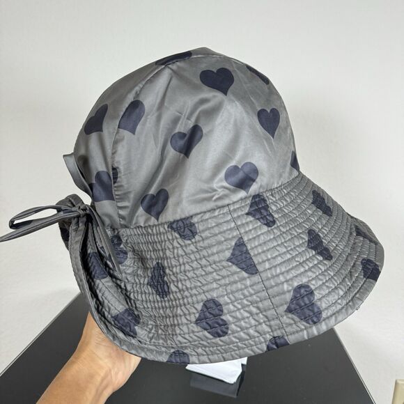 Grevi Bucket Hat, Sun Hat Gray With Blue Hearts Made in Italy XS-S - Picture 5 of 10